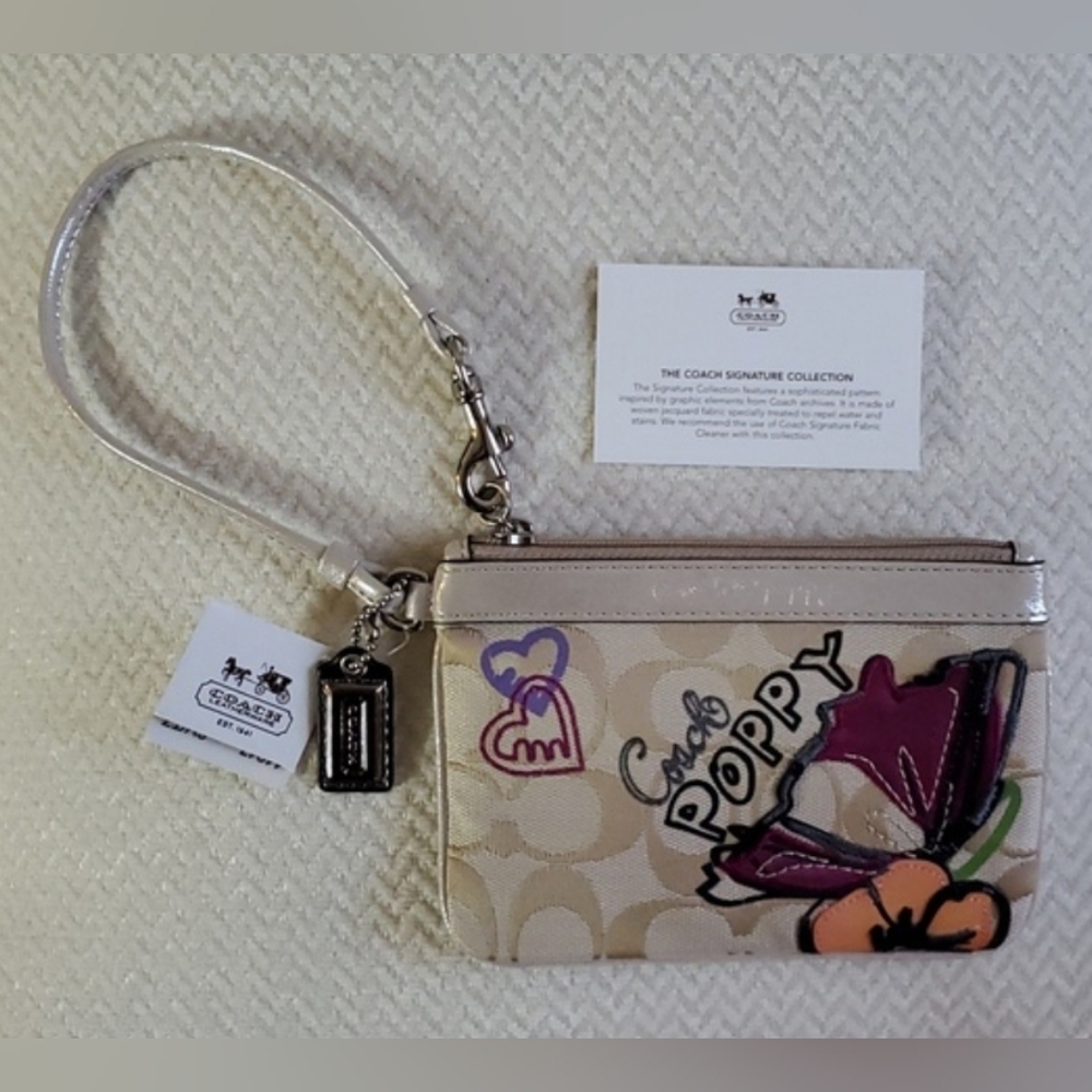 Coach Poppy Butterfly Appliqué Wristlet - Picture 15 of 17